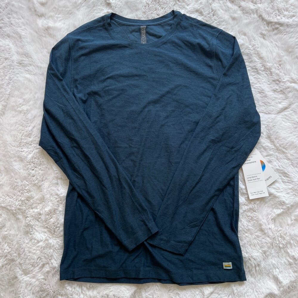 Vuori Men's Long Sleeve Strato Tech Tee Navy Heather Size L NWT